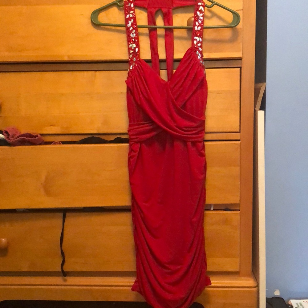 Red party dress